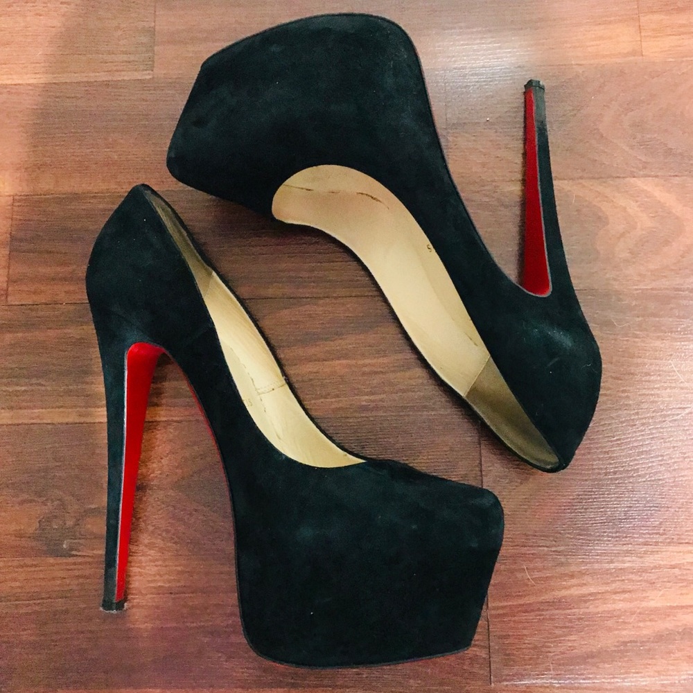 Black Suede Sky High Christian Loubotins